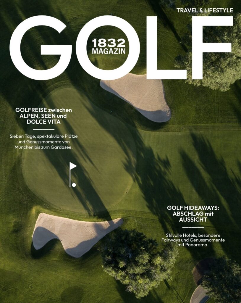 Cover des 1832 Golfmagazins – Golf, Reisen, Genuss und Lifestyle.